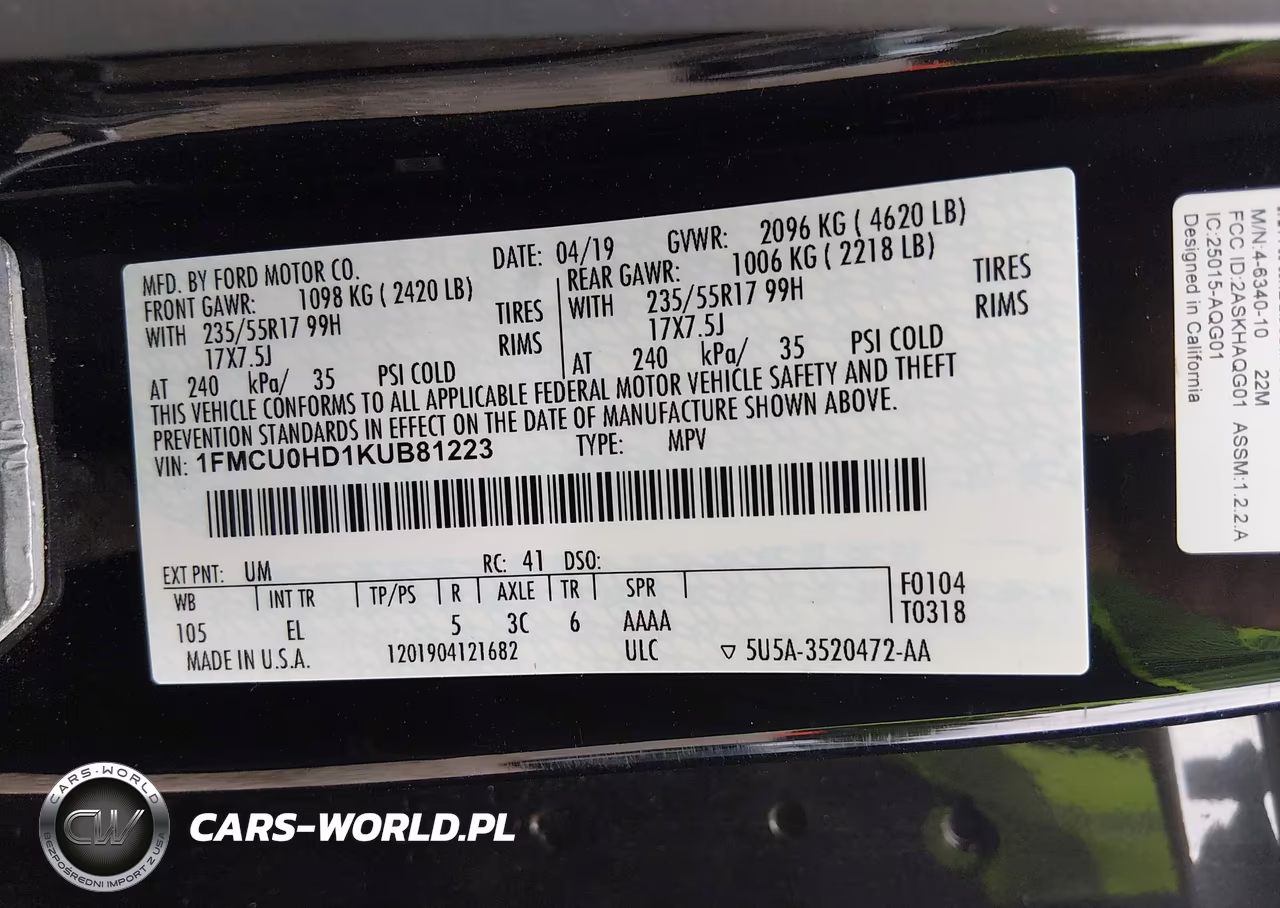 2019 Ford Escape Sel VIN:1FMCU0HD1KUB81223 - 9