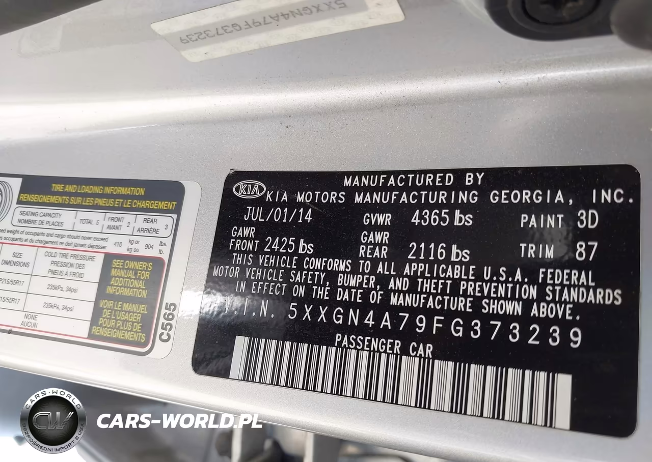 2015 Kia Optima Ex VIN:5XXGN4A79FG373239 - 9
