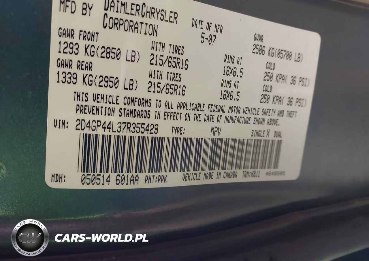 2007 Dodge Grand Caravan Sxt VIN:2D4GP44L37R355429 - 9