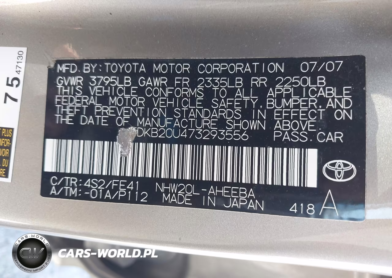 2007 Toyota Prius VIN:JTDKB20U473293556 - 9