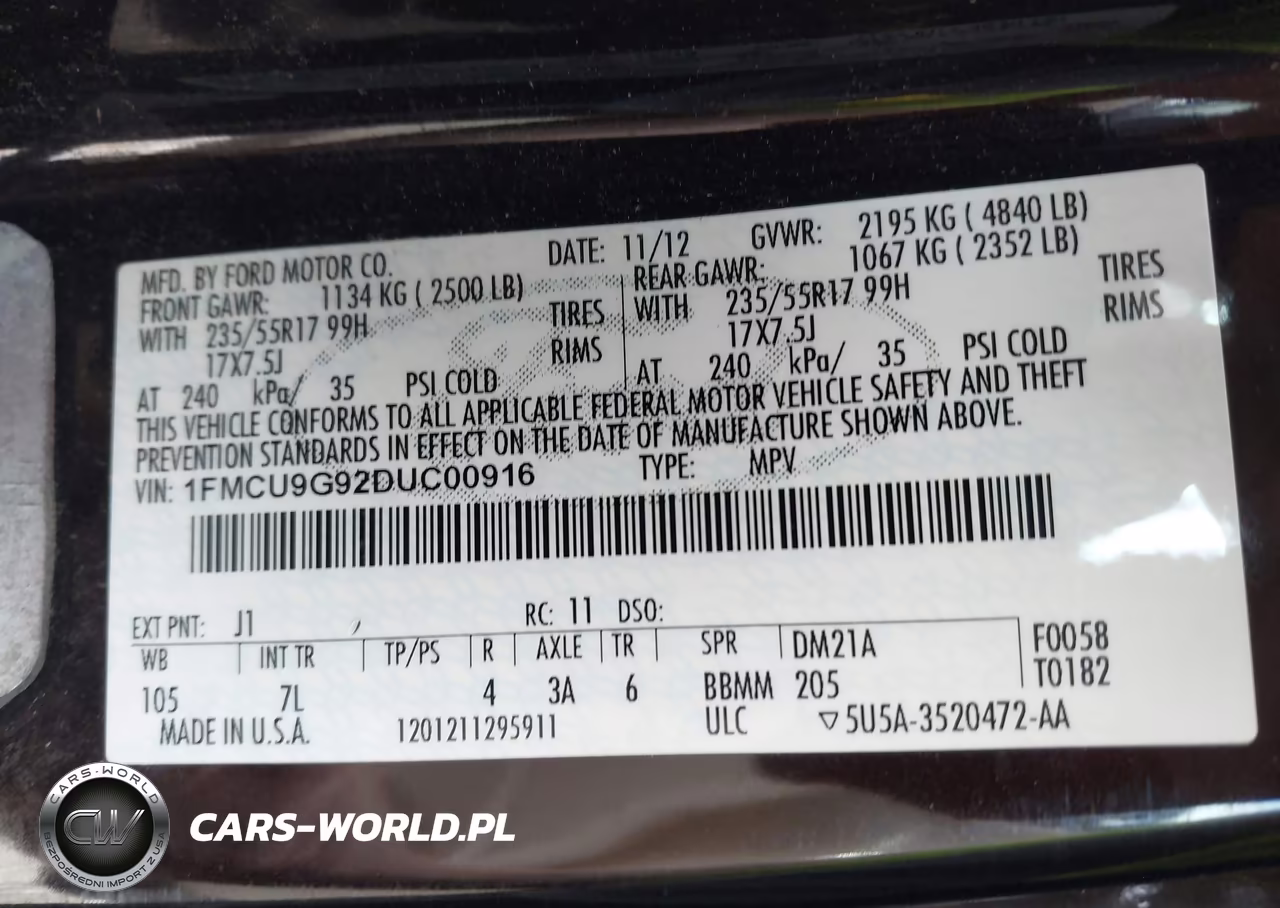 2013 Ford Escape Se VIN:1FMCU9G92DUC00916 - 9