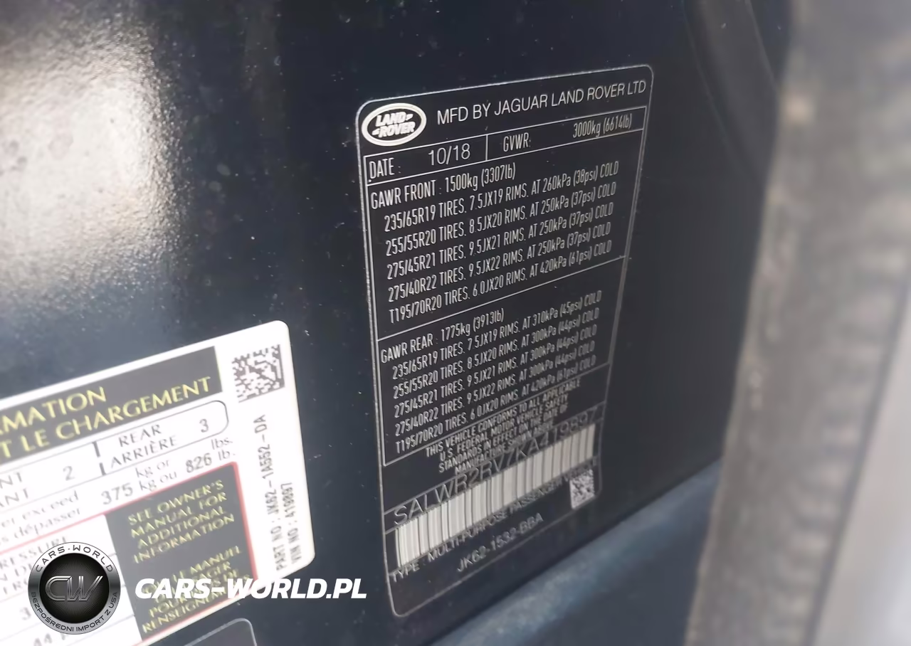 2019 Land Rover Range Rover Sport Hse VIN:SALWR2RV7KA419897 - 9