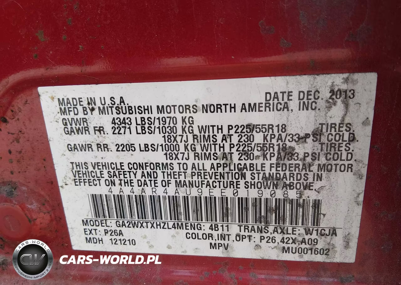 2014 Mitsubishi Outlander Sport Se VIN:4A4AR4AU9EE019085 - 9