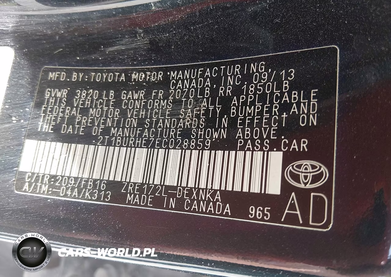 2014 Toyota Corolla Le VIN:2T1BURHE7EC028859 - 9