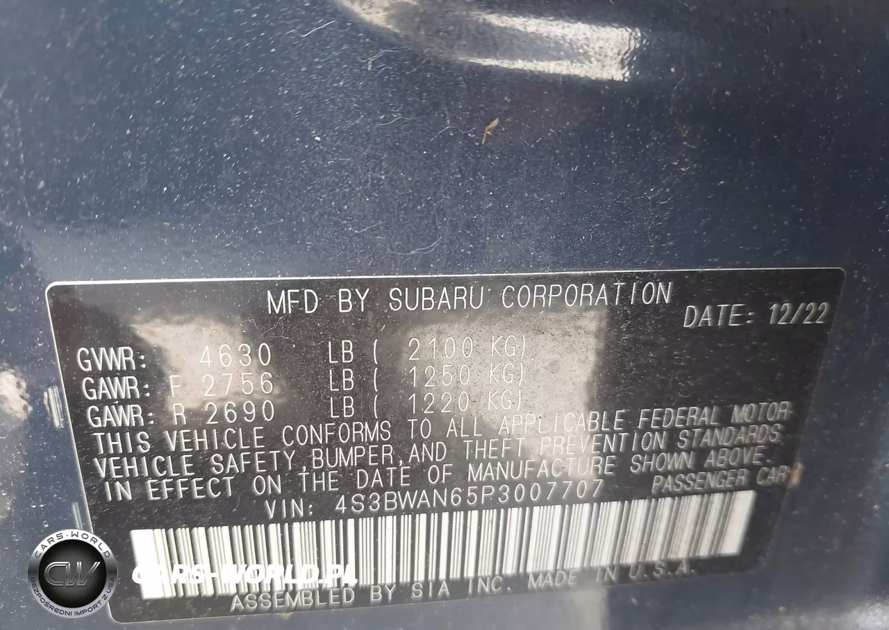 2023 Subaru Legacy Limited VIN:4S3BWAN65P3007707 - 9