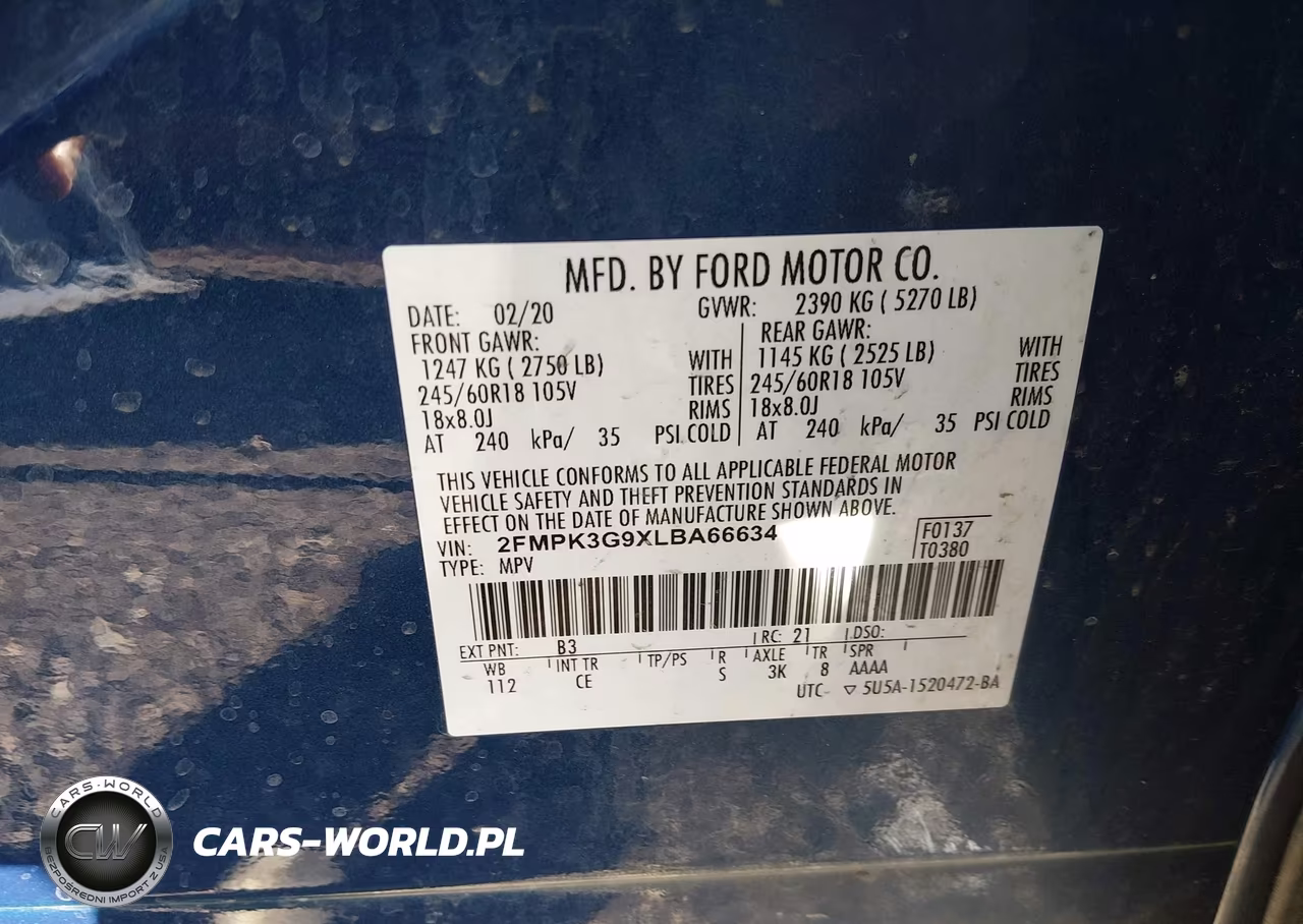 2020 Ford Edge Se VIN:2FMPK3G9XLBA66634 - 9