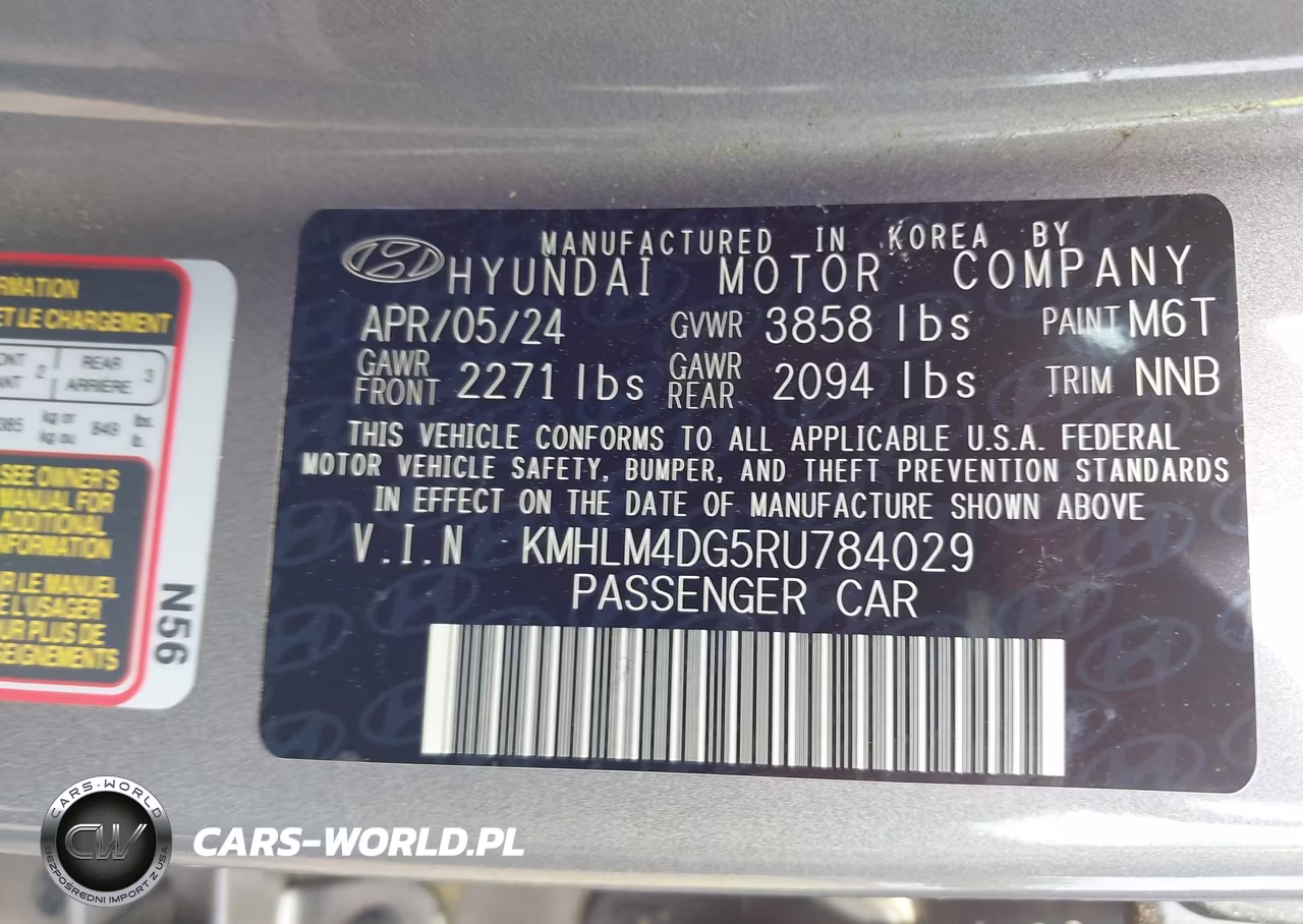 2024 Hyundai Elantra Sel VIN:KMHLM4DG5RU784029 - 9