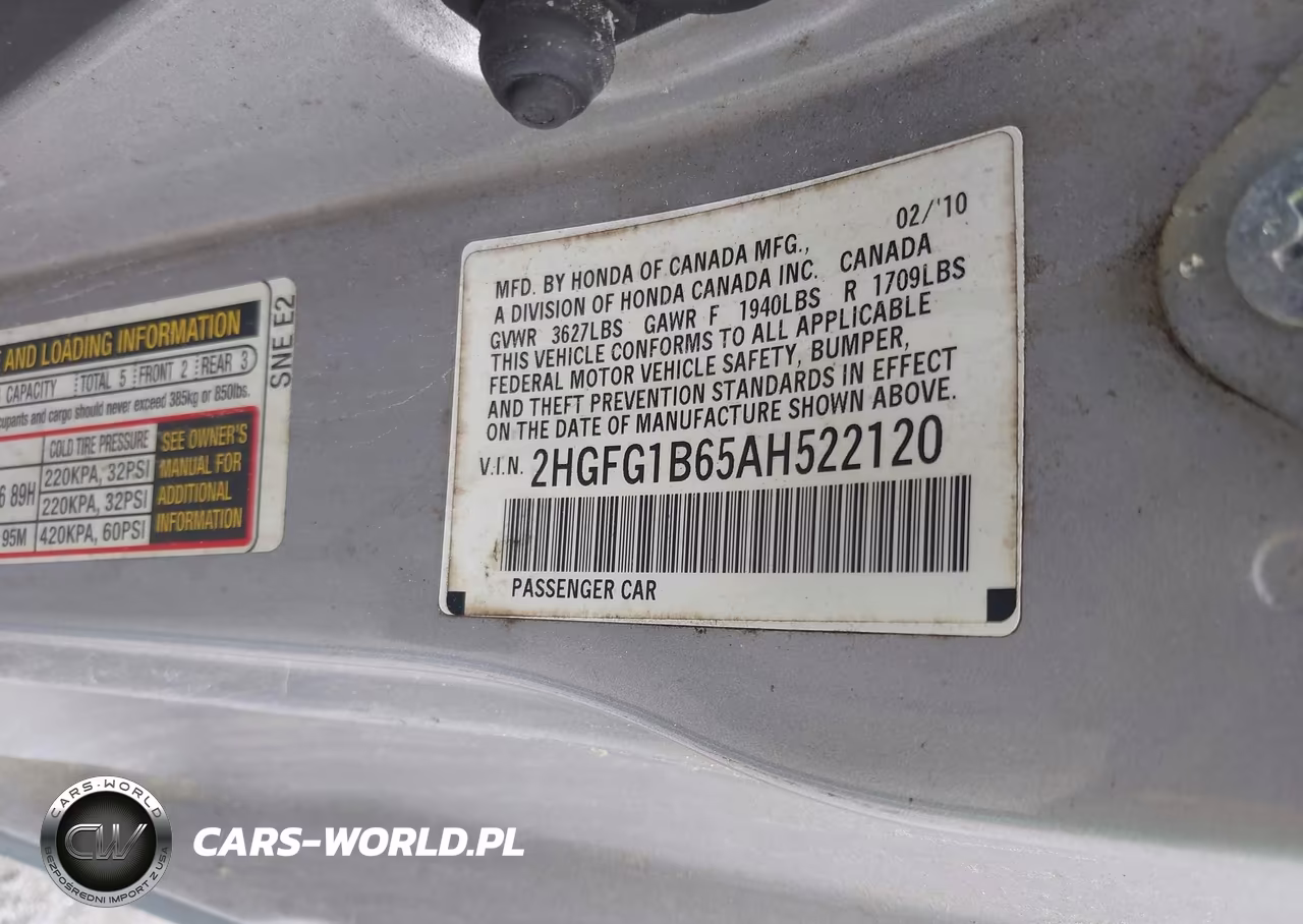 2010 Honda Civic Lx VIN:2HGFG1B65AH522120 - 9