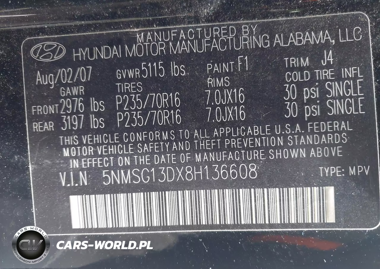 2008 Hyundai Santa Fe Gls VIN:5NMSG13DX8H136608 - 9