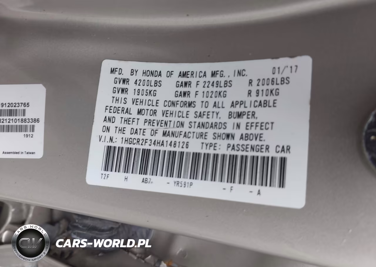 2017 Honda Accord Lx VIN:1HGCR2F34HA148126 - 9