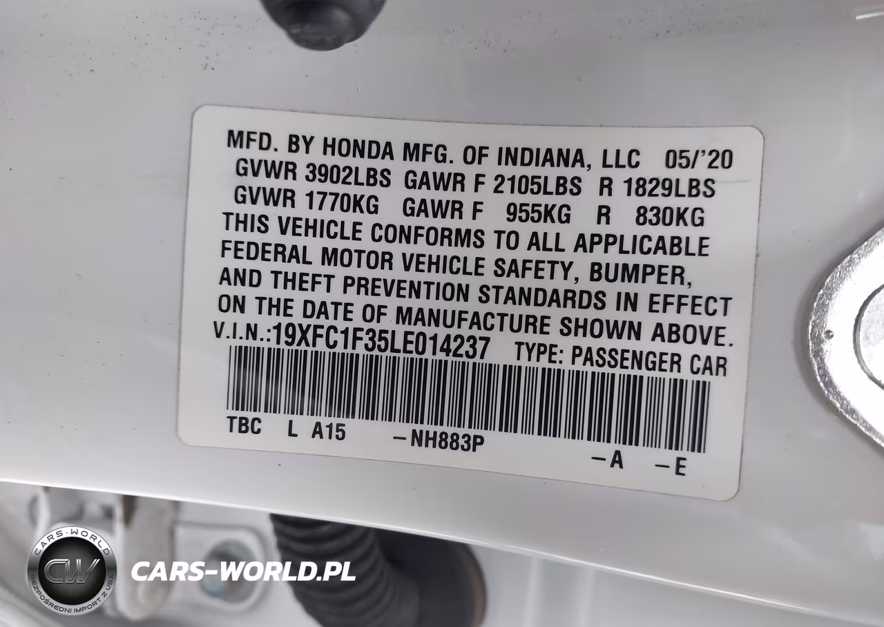 2020 Honda Civic Ex VIN:19XFC1F35LE014237 - 9