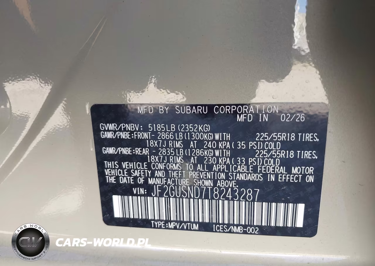 2026 Subaru Crosstrek Limited VIN:JF2GUSND7T8243287 - 9
