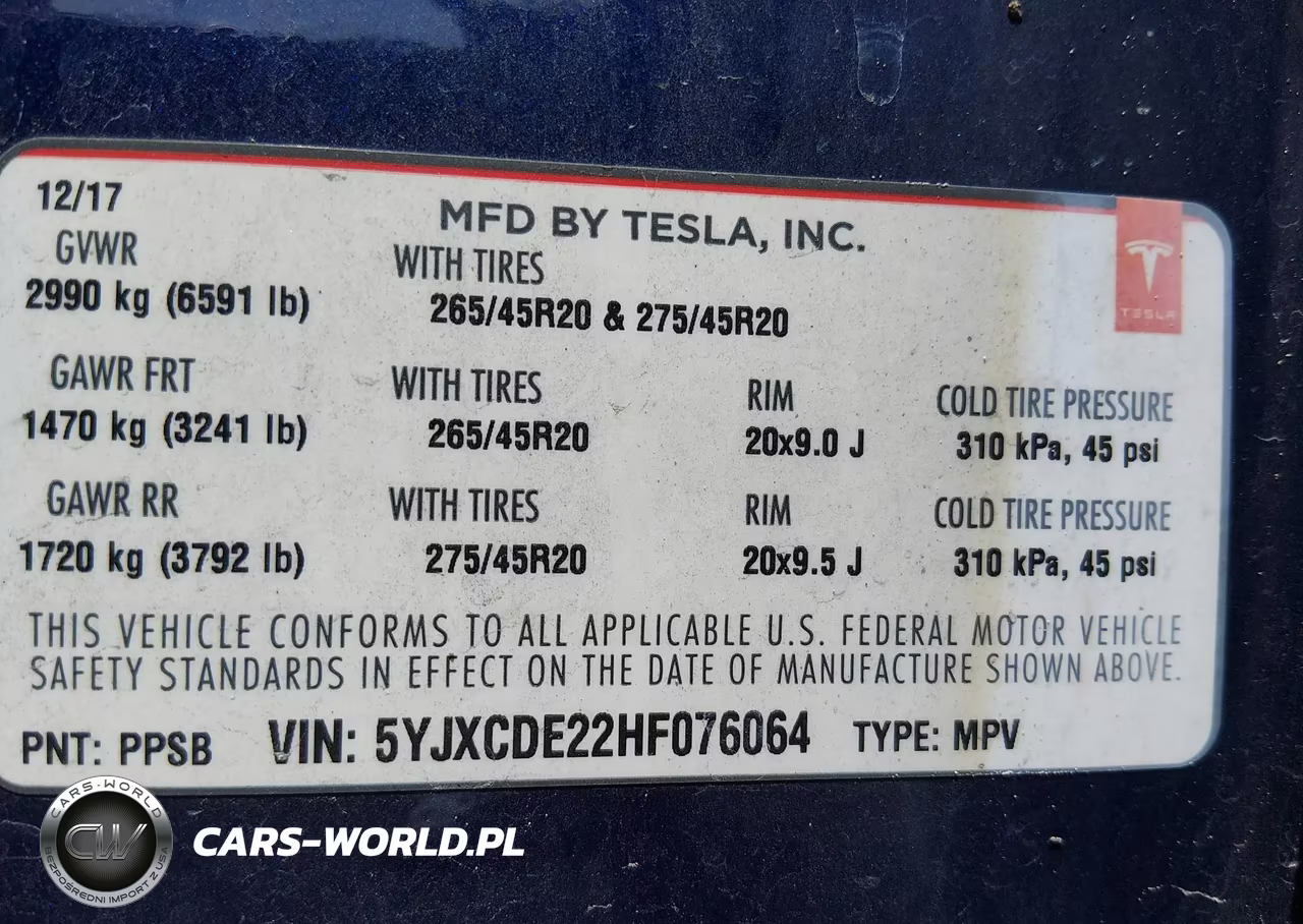 2017 Tesla Model X VIN:5YJXCDE22HF076064 - 9