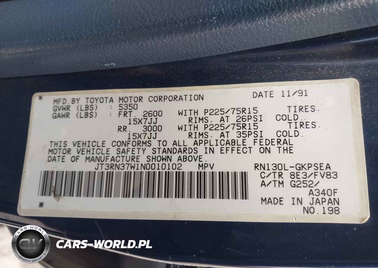 1992 Toyota 4Runner Rn37 VIN:JT3RN37W1N0010102 - 9