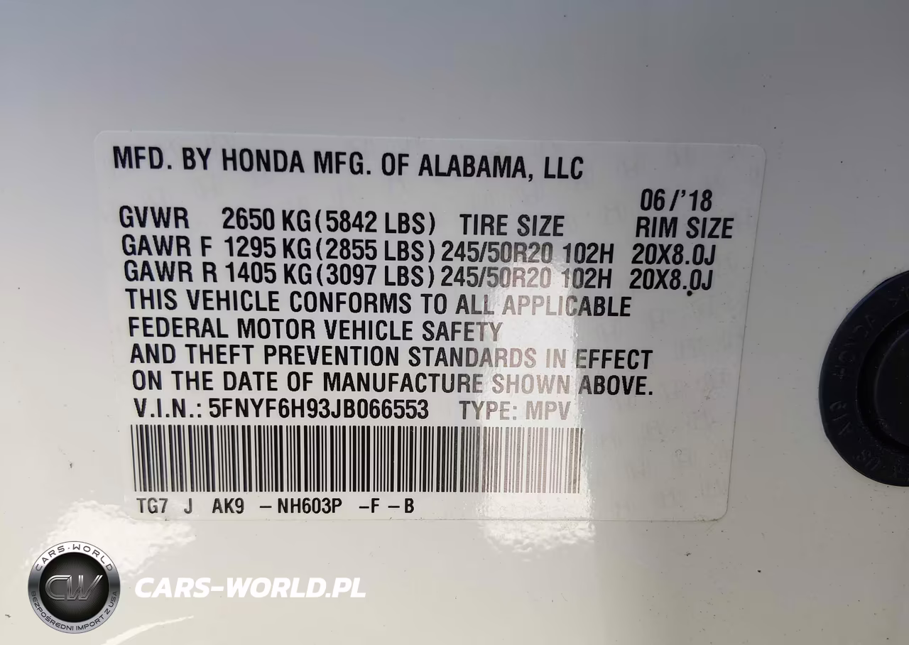 2018 Honda Pilot Touring VIN:5FNYF6H93JB066553 - 9