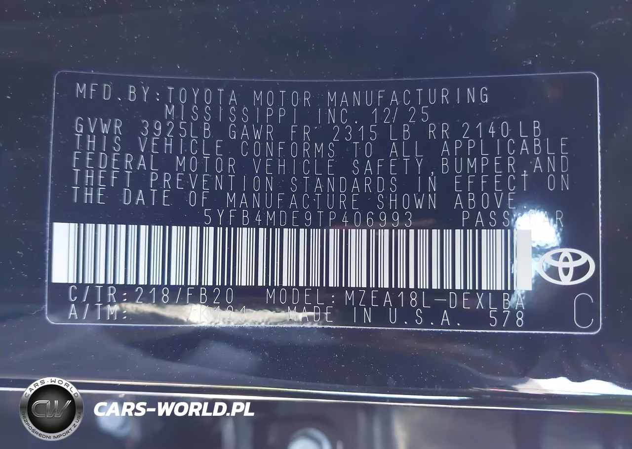 2026 Toyota Corolla Le VIN:5YFB4MDE9TP406993 - 9