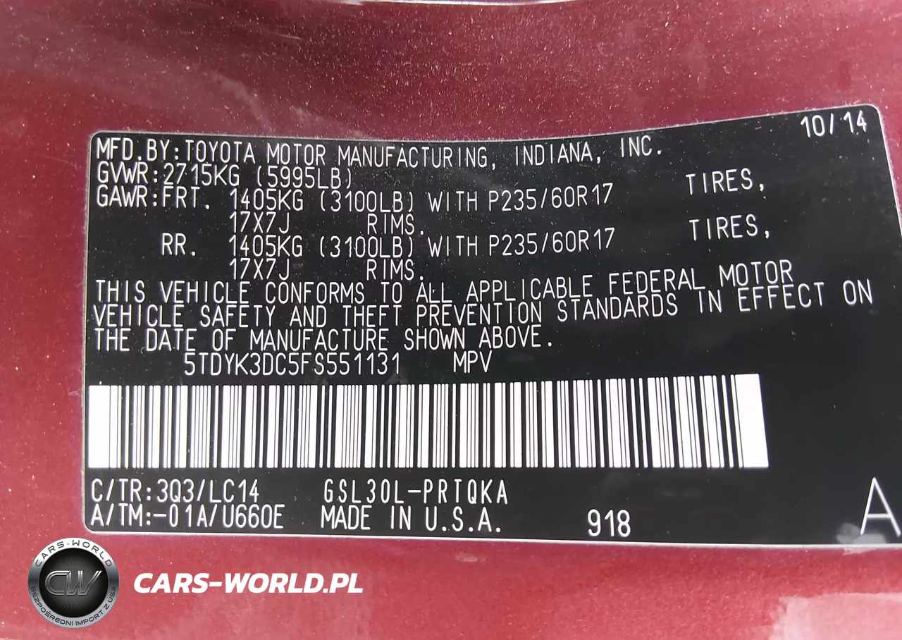 2015 Toyota Sienna Xle Premium 8 Passenger VIN:5TDYK3DC5FS551131 - 9