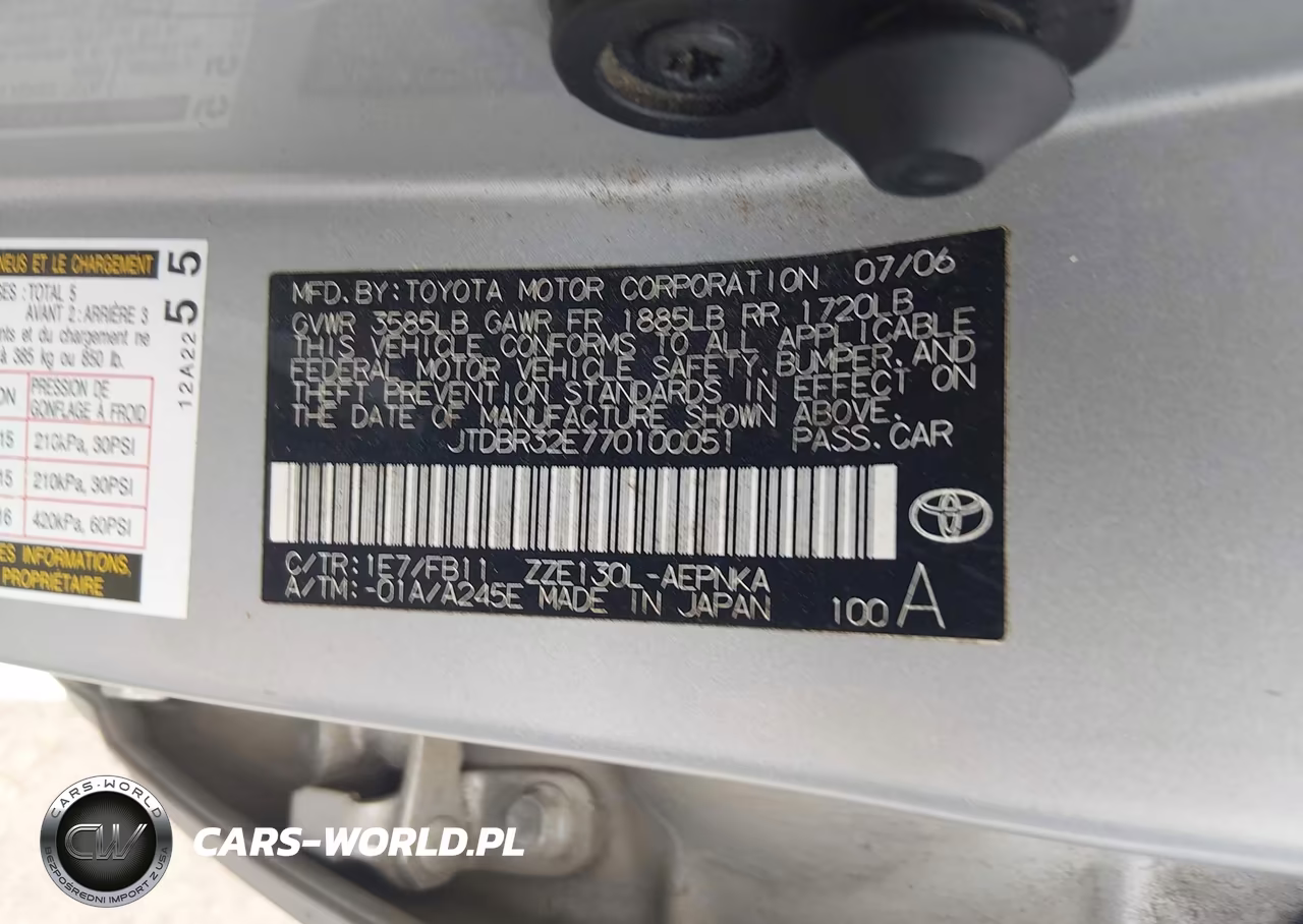 2007 Toyota Corolla Le VIN:JTDBR32E770100051 - 9