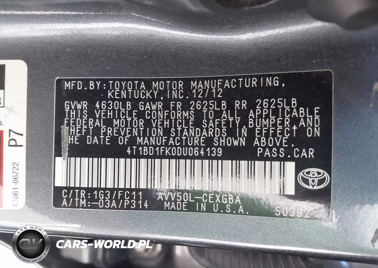 2013 Toyota Camry Hybrid Xle VIN:4T1BD1FK0DU064139 - 9