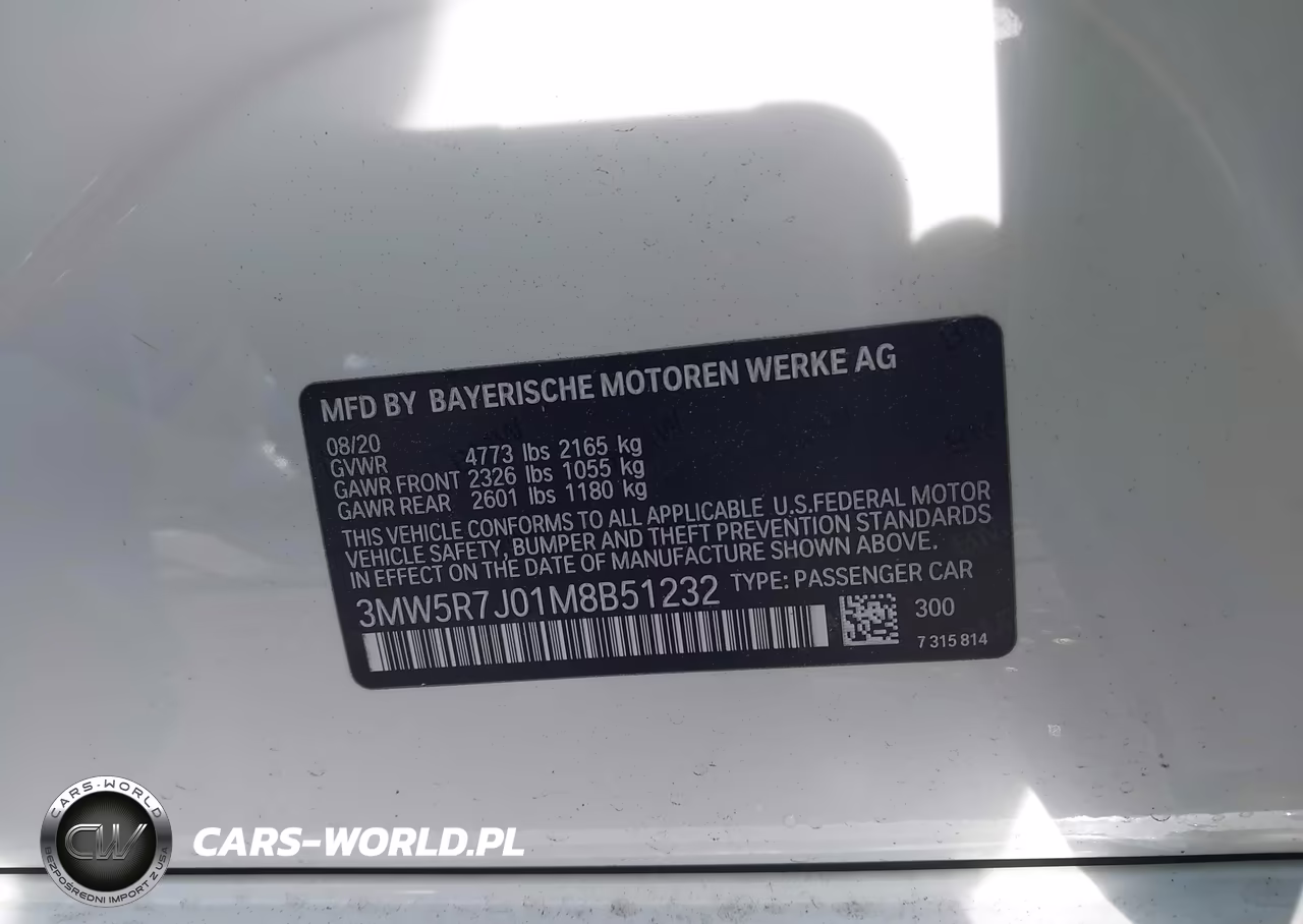 2021 BMW 330I xDrive VIN:3MW5R7J01M8B51232 - 9