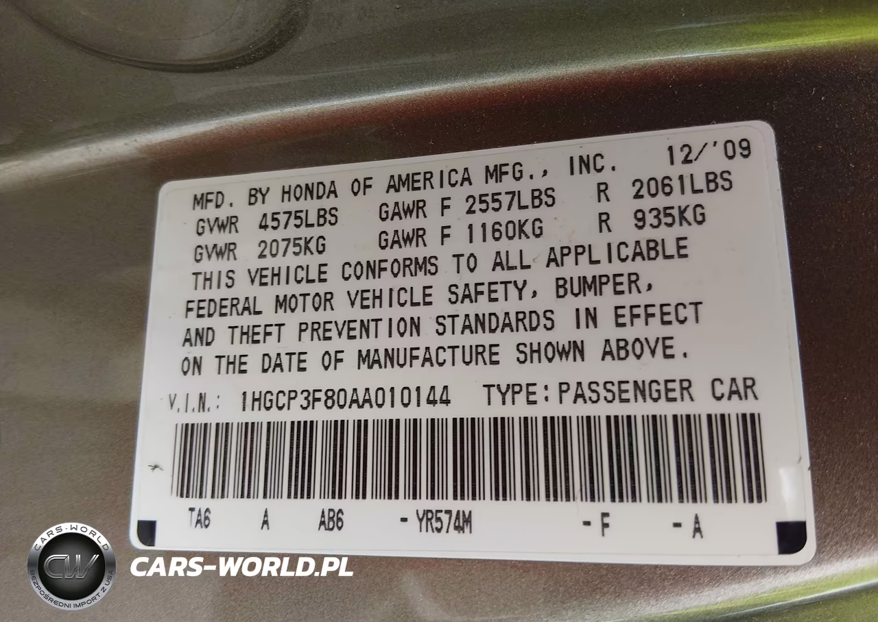 2010 Honda Accord 3.5 Ex-L VIN:1HGCP3F80AA010144 - 9