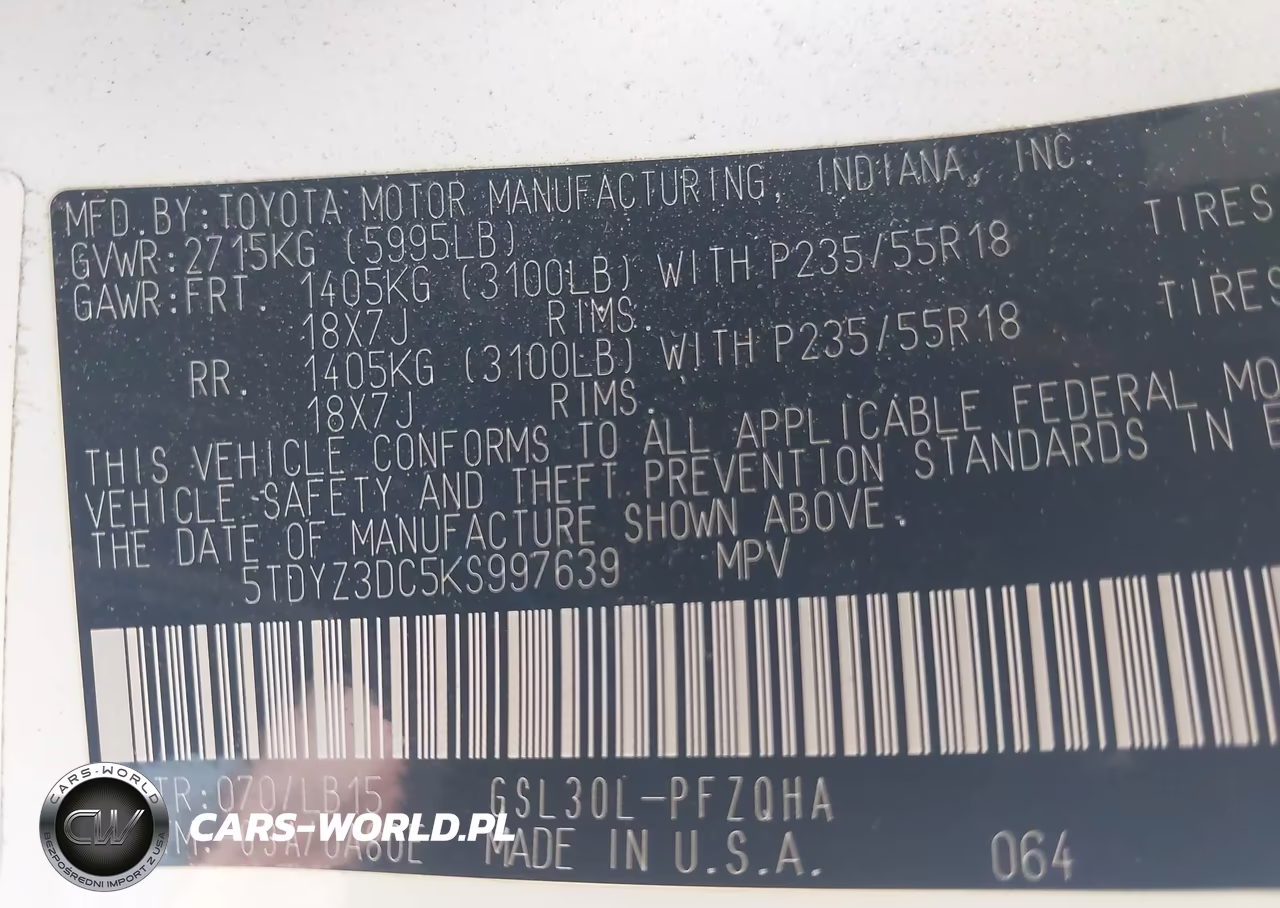 2019 Toyota Sienna Limited 7 Passenger VIN:5TDYZ3DC5KS997639 - 9