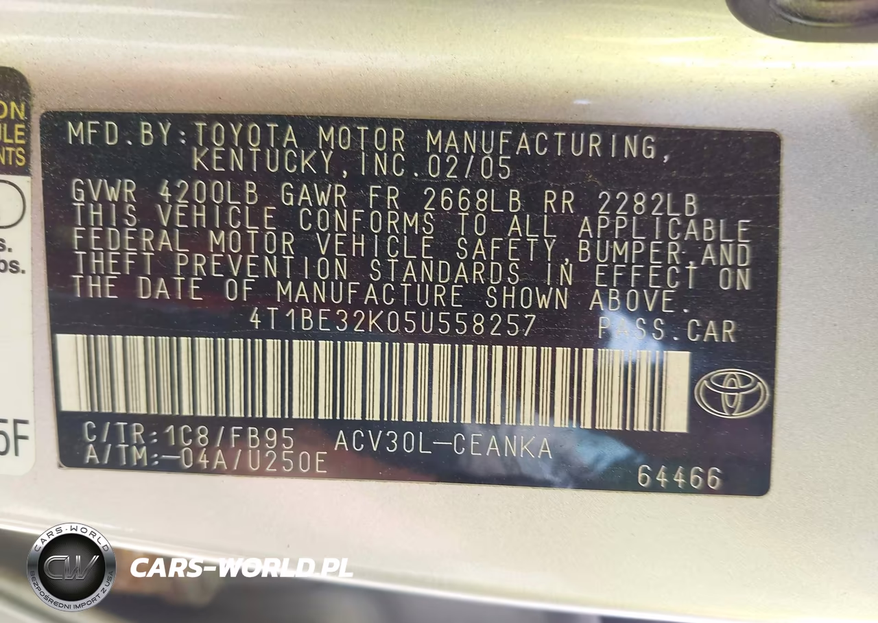 2005 Toyota Camry Le VIN:4T1BE32K05U558257 - 9