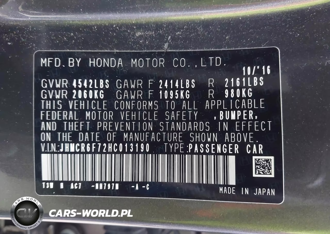 2017 Honda Accord Hybrid Touring VIN:JHMCR6F72HC013190 - 9