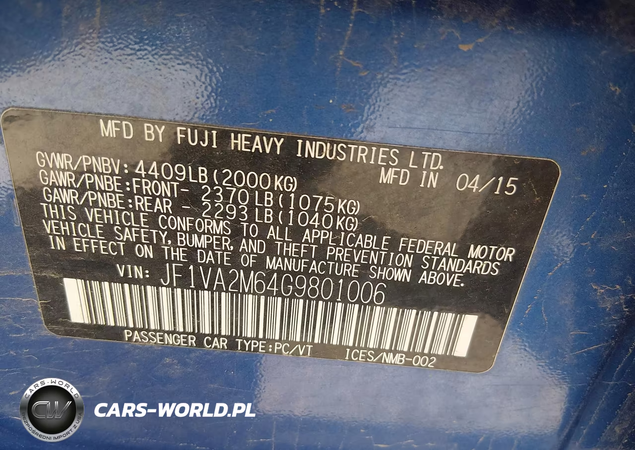 2016 Subaru Wrx Sti VIN:JF1VA2M64G9801006 - 9