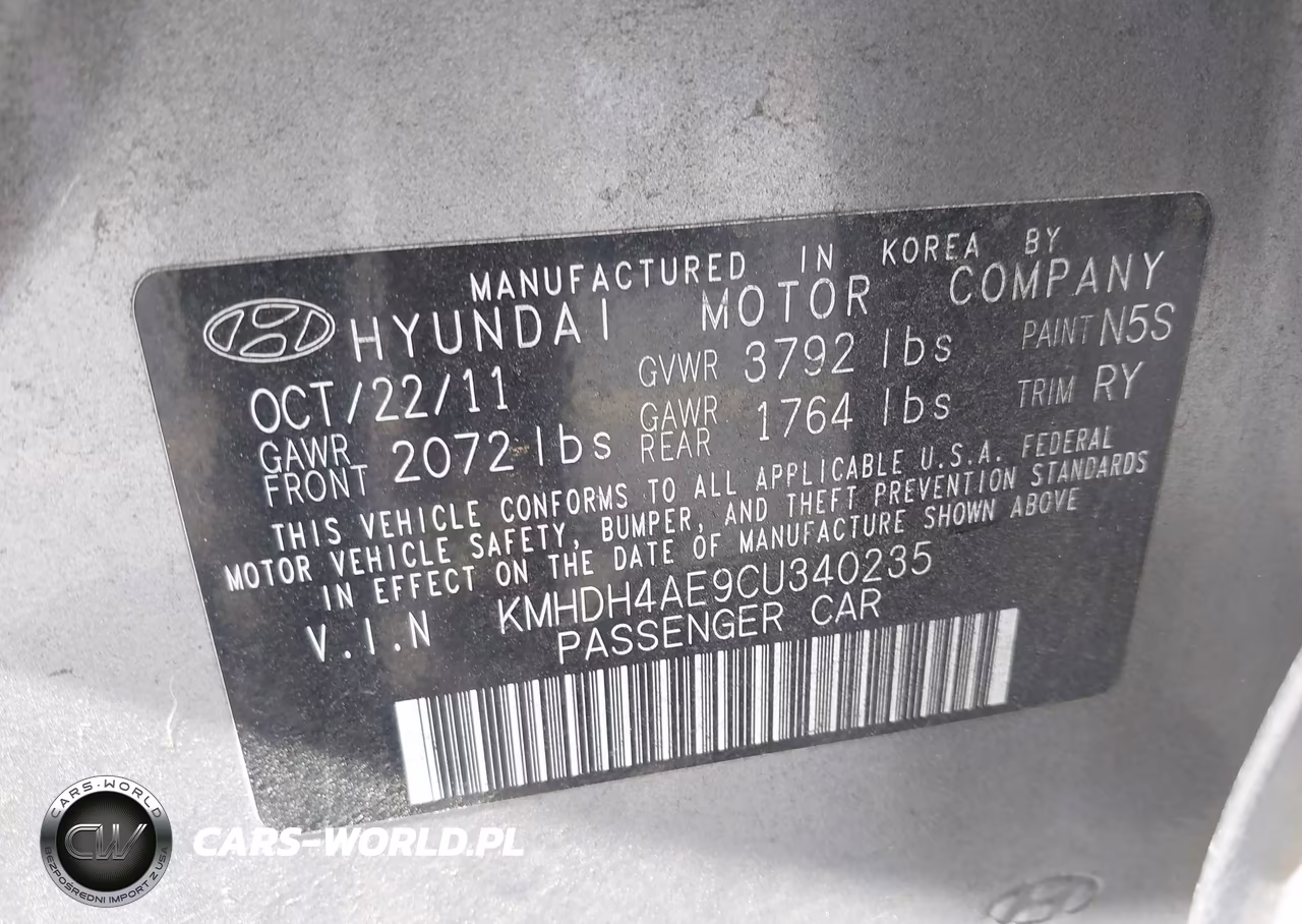 2012 Hyundai Elantra Limited (Ulsan Plant) VIN:KMHDH4AE9CU340235 - 9