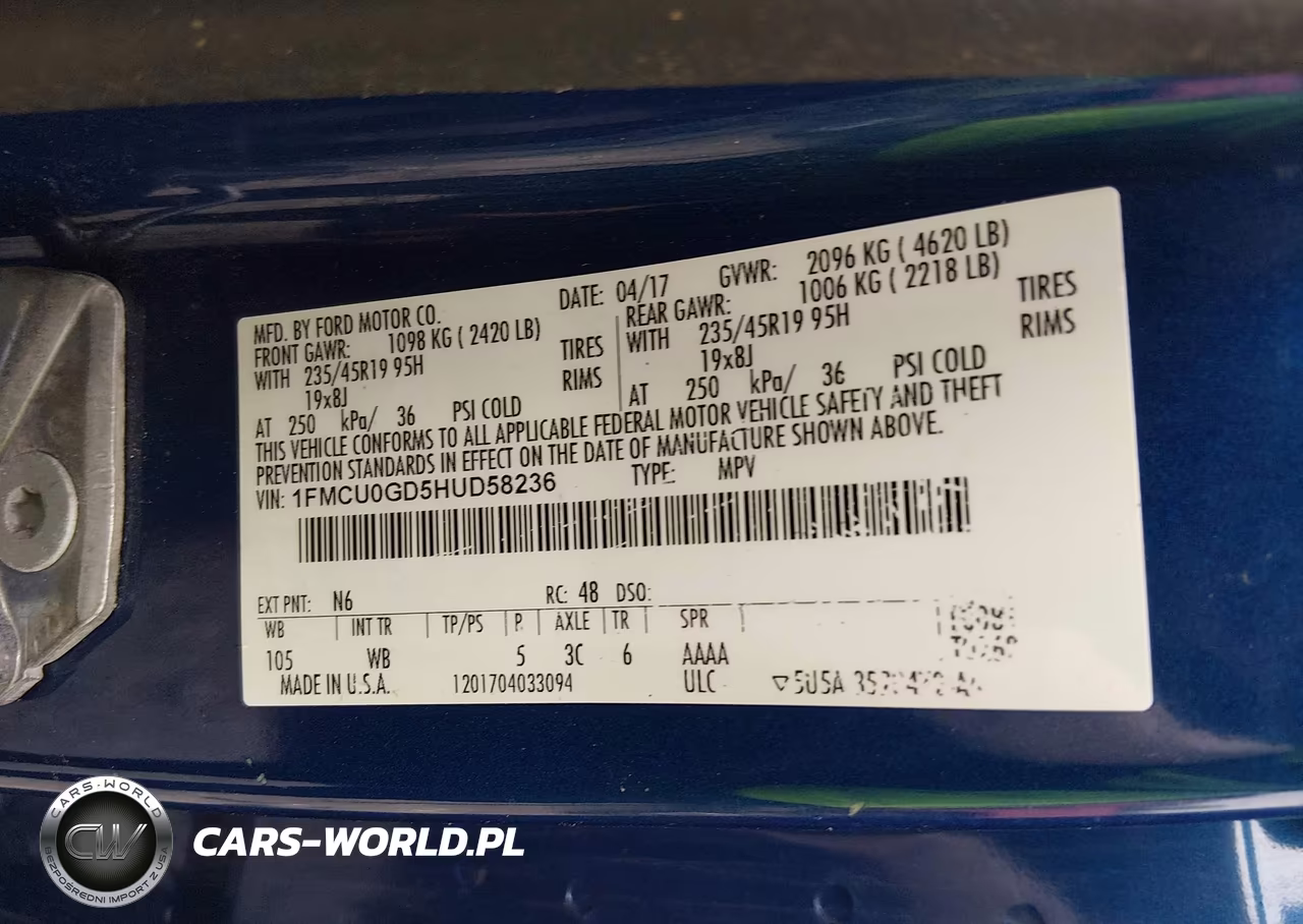 2017 Ford Escape Se VIN:1FMCU0GD5HUD58236 - 9