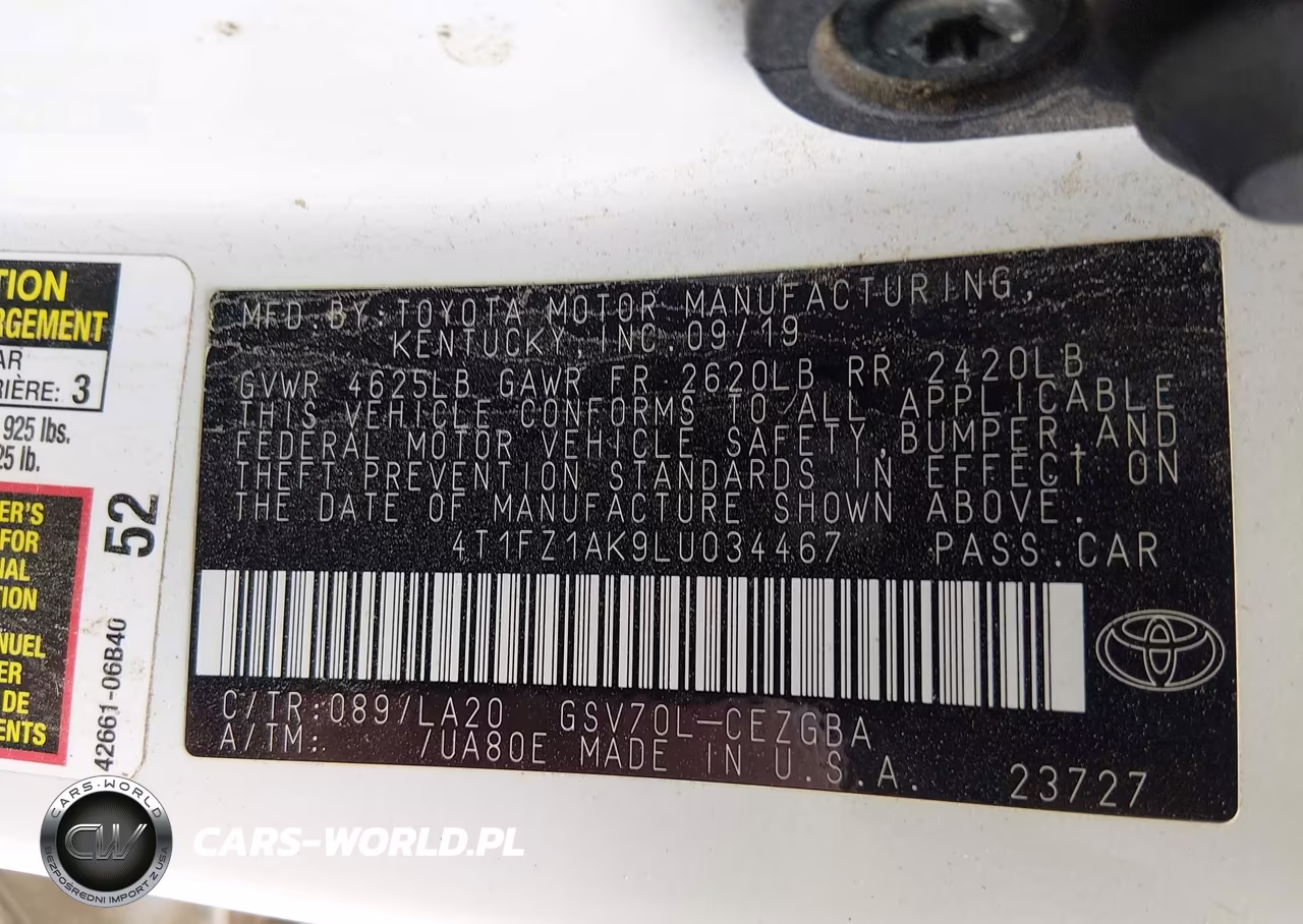 2020 Toyota Camry Xle V6 VIN:4T1FZ1AK9LU034467 - 9