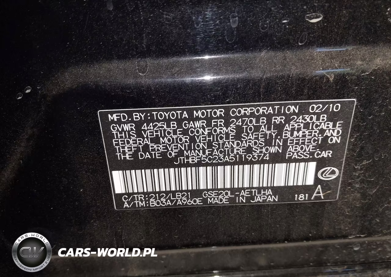 2010 Lexus Is 250 VIN:JTHBF5C23A5119374 - 9