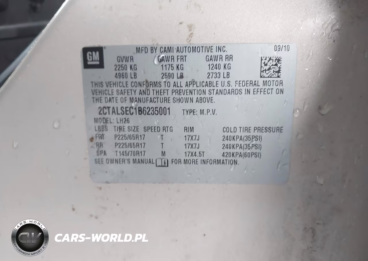 2011 GMC Terrain Sle-2 VIN:2CTALSEC1B6235001 - 9