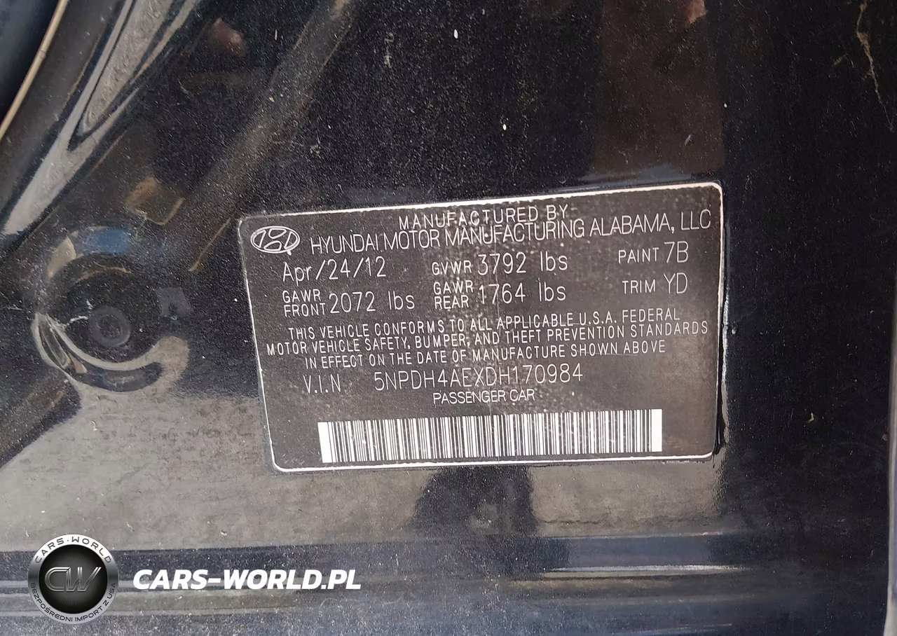 2013 Hyundai Elantra Gls VIN:5NPDH4AEXDH170984 - 9