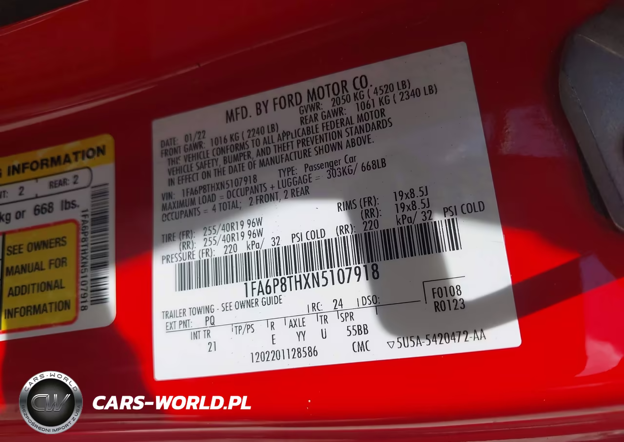 2022 Ford Mustang Ecoboost Fastback VIN:1FA6P8THXN5107918 - 9
