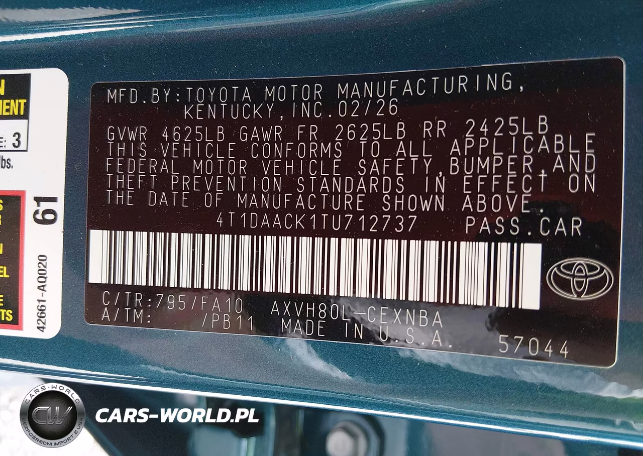 2026 Toyota Camry Xse-Night Shade-Le-Xle-Se VIN:4T1DAACK1TU712737 - 9
