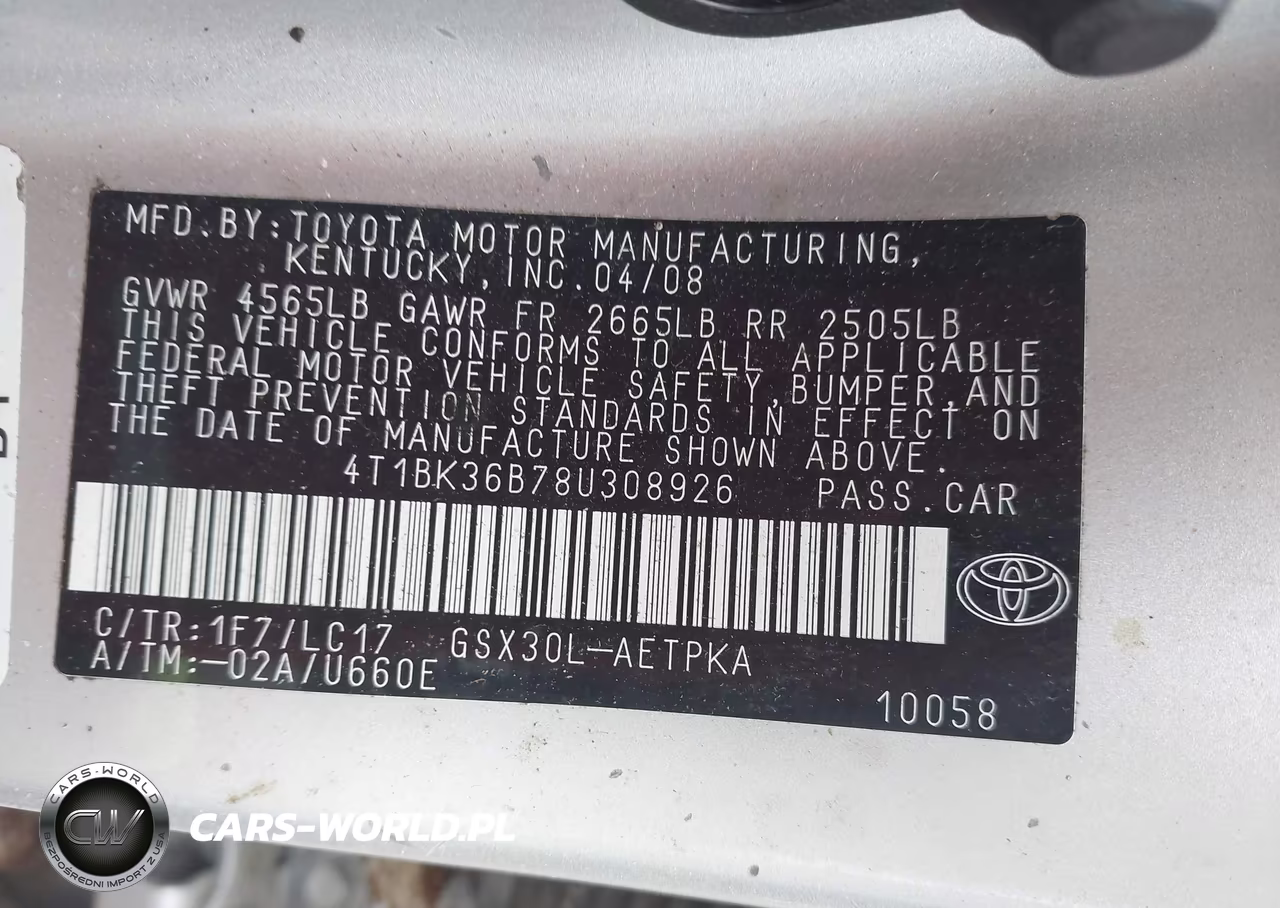 2008 Toyota Avalon Limited VIN:4T1BK36B78U308926 - 9