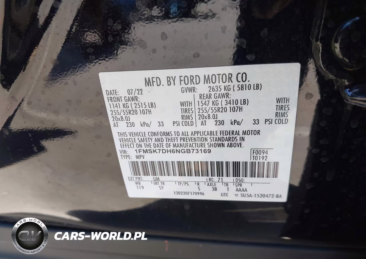 2022 Ford Explorer Xlt VIN:1FMSK7DH6NGB73169 - 9