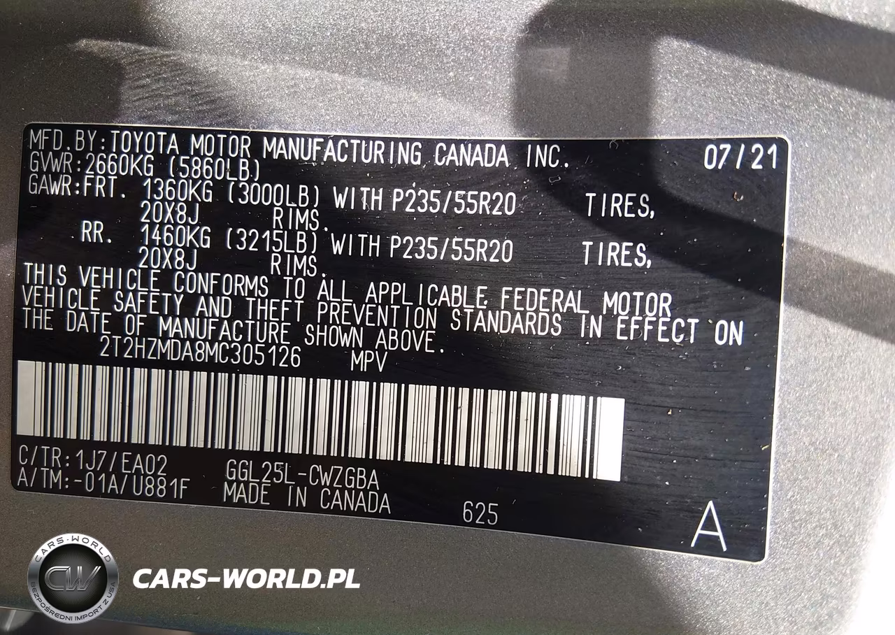 2021 Lexus Rx 350 VIN:2T2HZMDA8MC305126 - 9