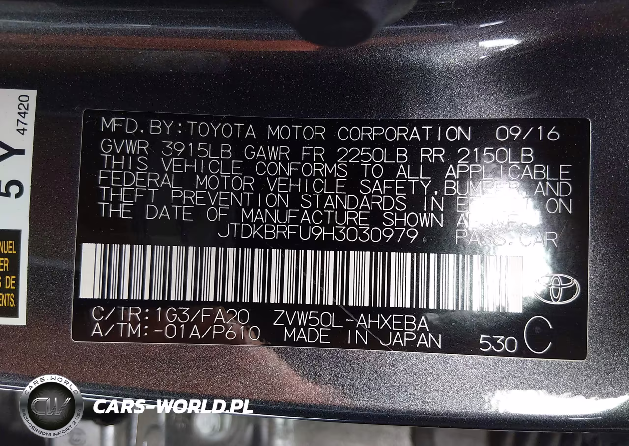2017 Toyota Prius Two VIN:JTDKBRFU9H3030979 - 9