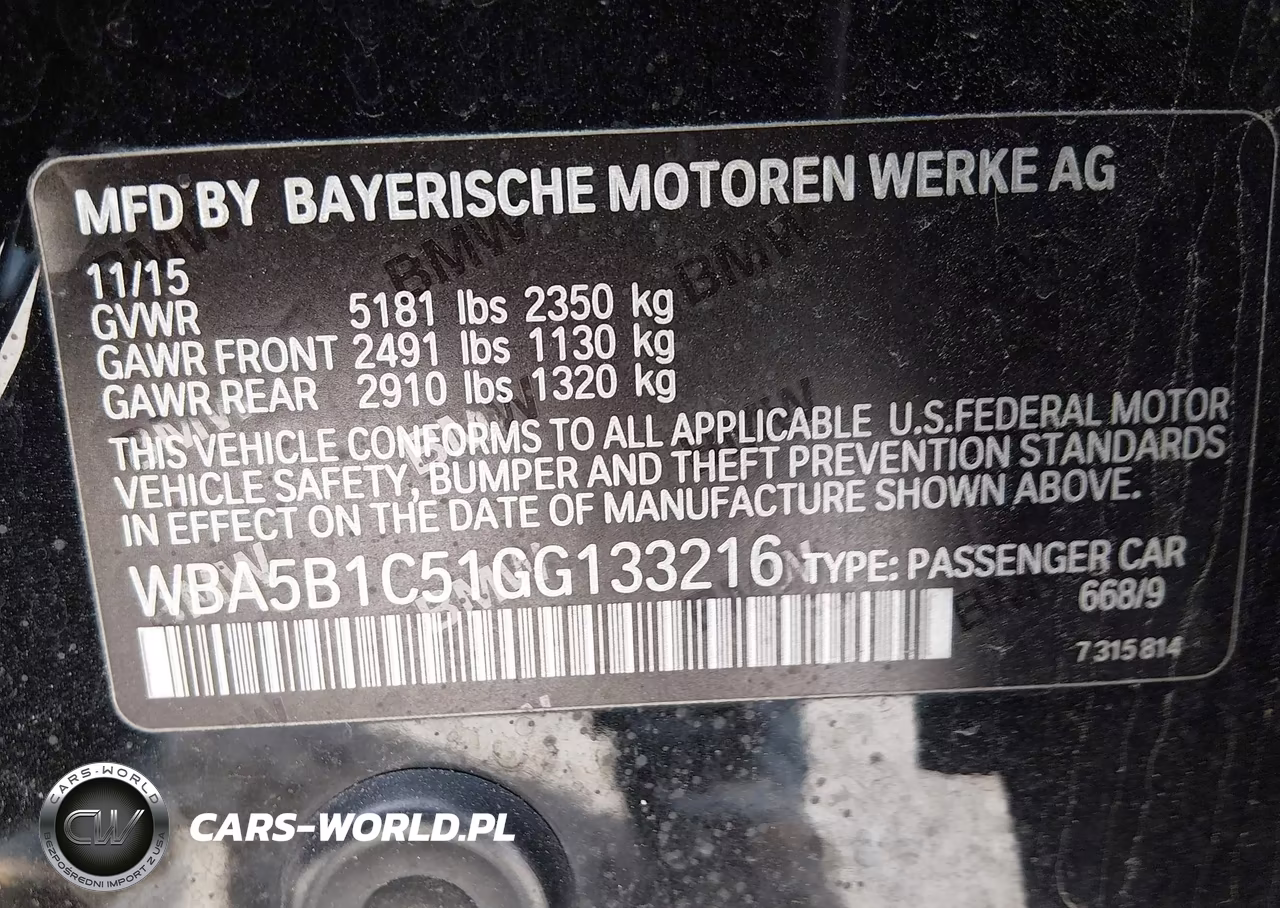 2016 BMW 535I VIN:WBA5B1C51GG133216 - 9