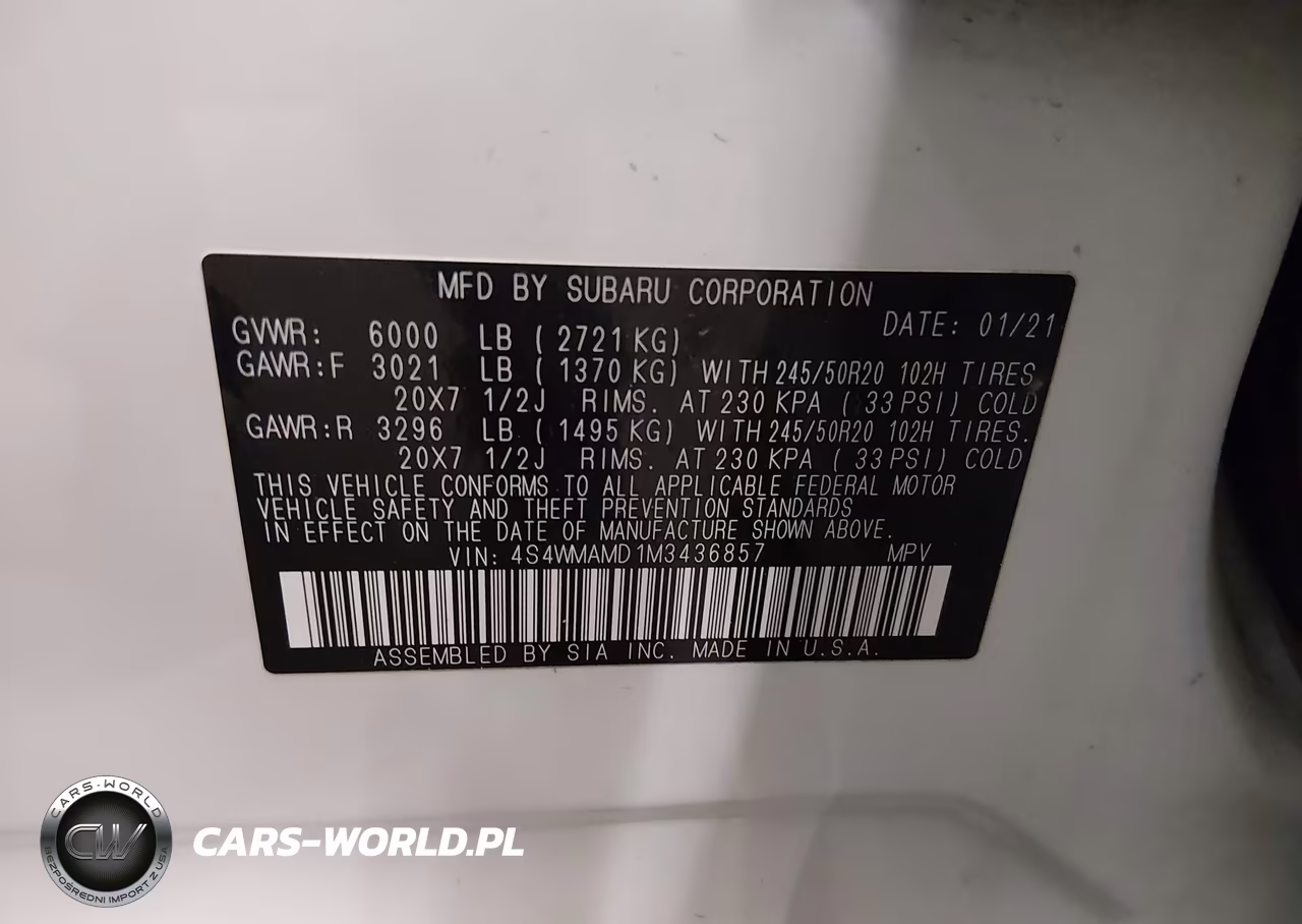 2021 Subaru Ascent Limited VIN:4S4WMAMD1M3436857 - 9