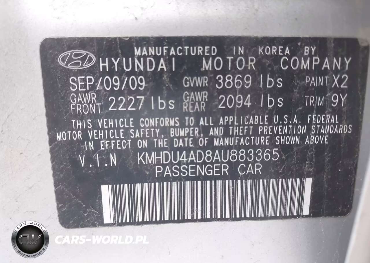 2010 Hyundai Elantra Gls VIN:KMHDU4AD8AU883365 - 9