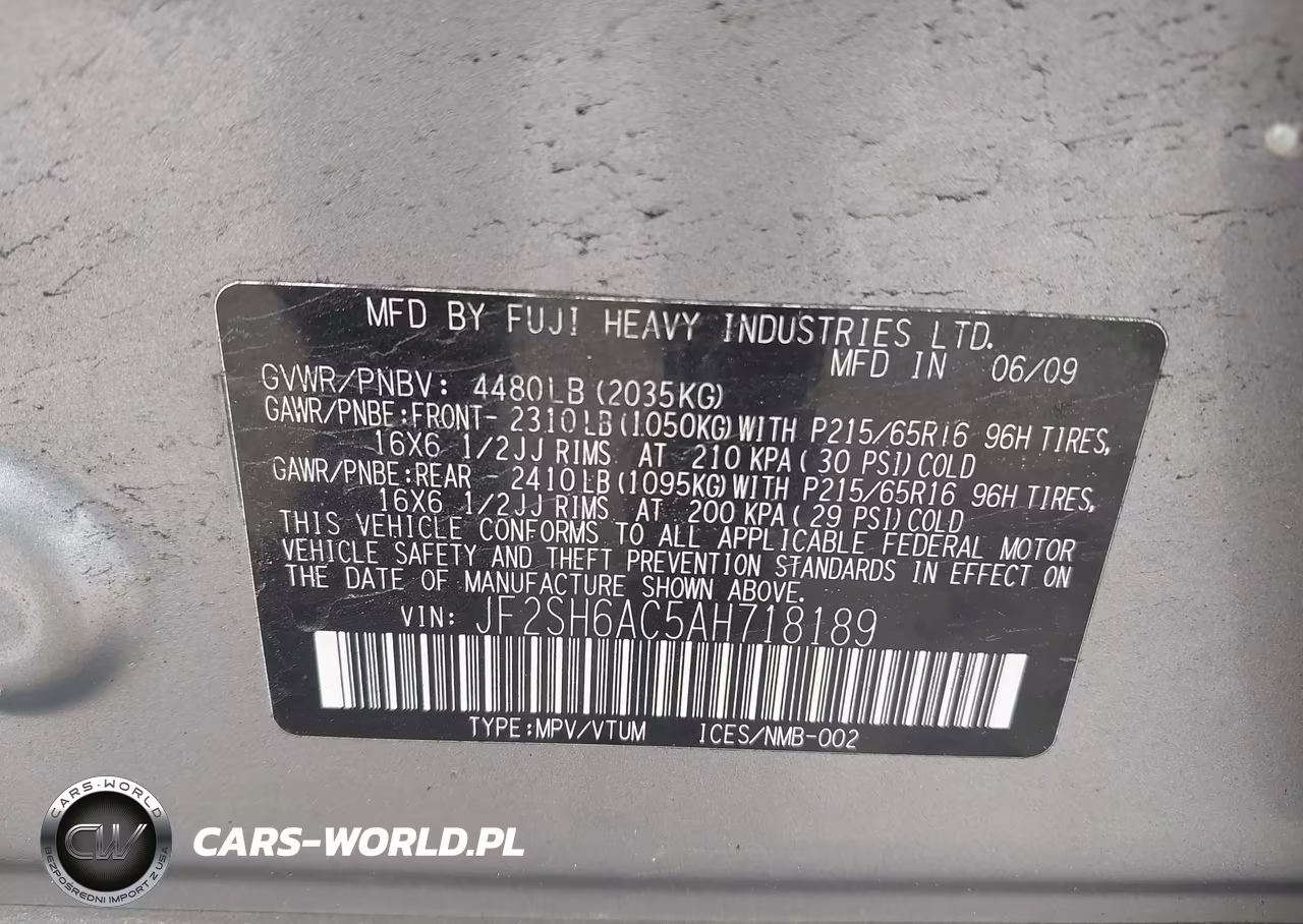 2010 Subaru Forester 2.5X VIN:JF2SH6AC5AH718189 - 9