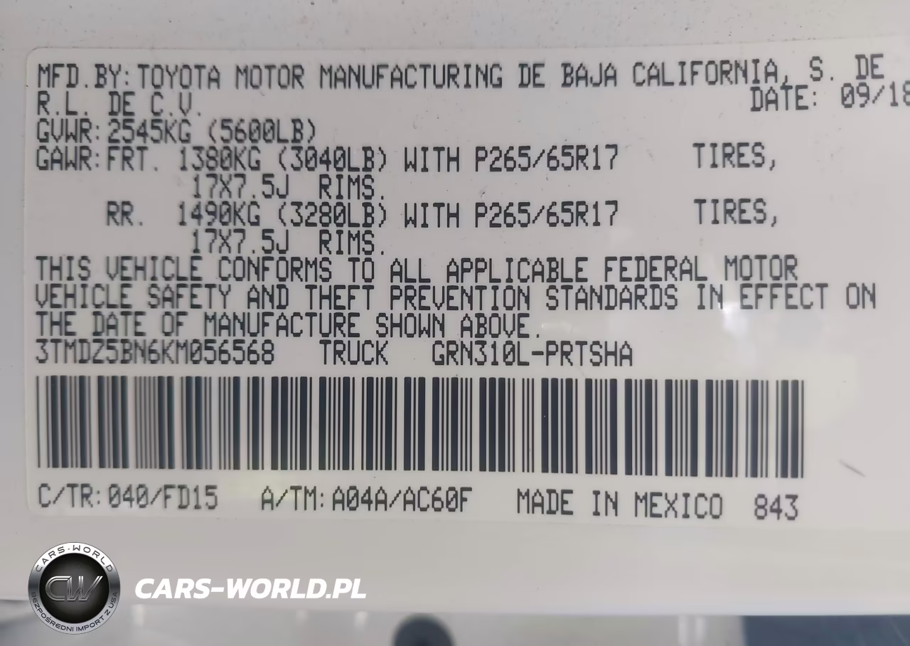 2019 Toyota Tacoma Trd Sport VIN:3TMDZ5BN6KM056568 - 9