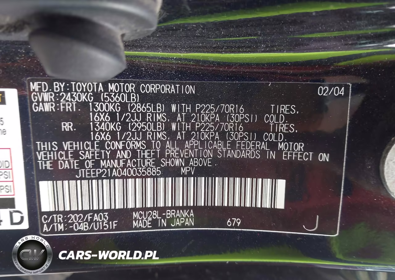 2004 Toyota Highlander V6 VIN:JTEEP21A040035885 - 9