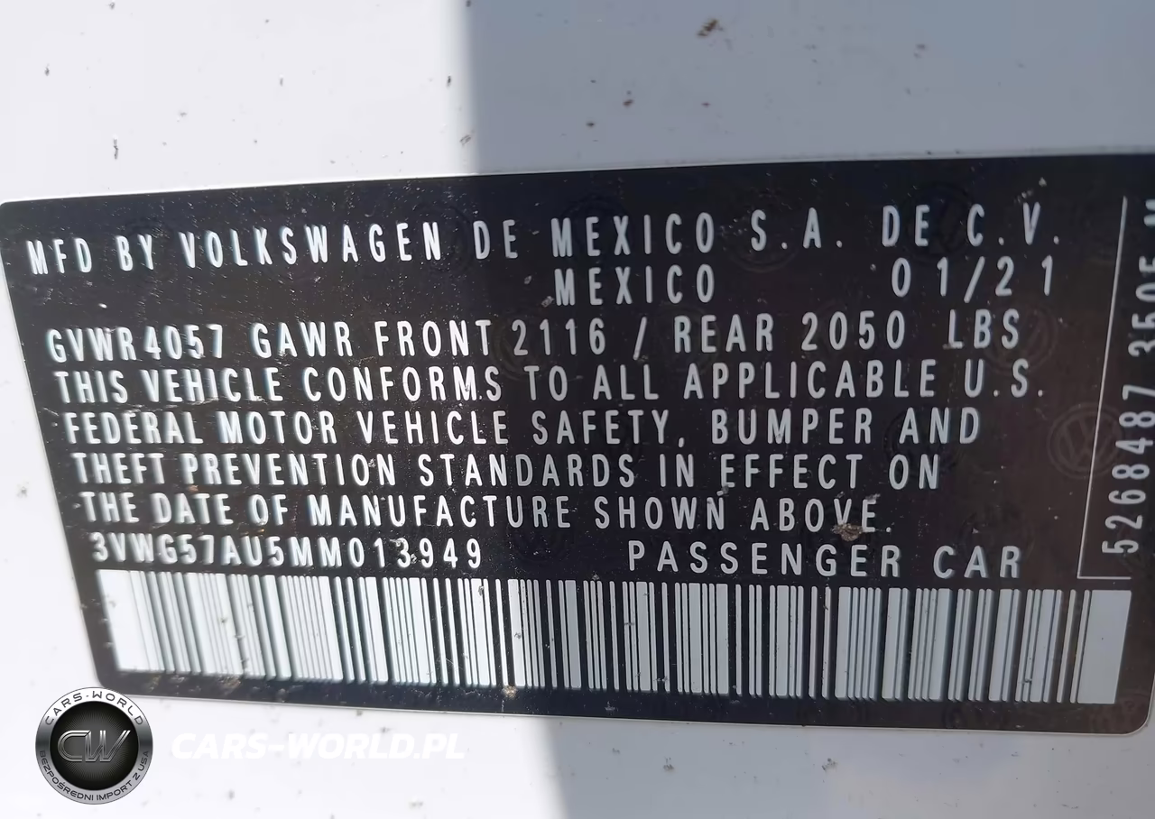 2021 Volkswagen Golf 1.4T Tsi VIN:3VWG57AU5MM013949 - 9