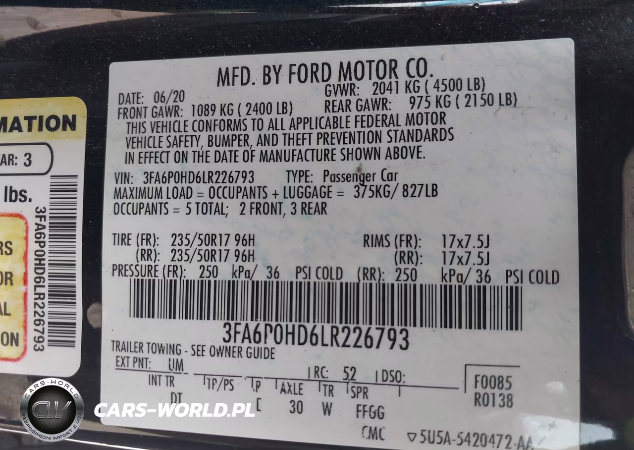 2020 Ford Fusion Se VIN:3FA6P0HD6LR226793 - 9