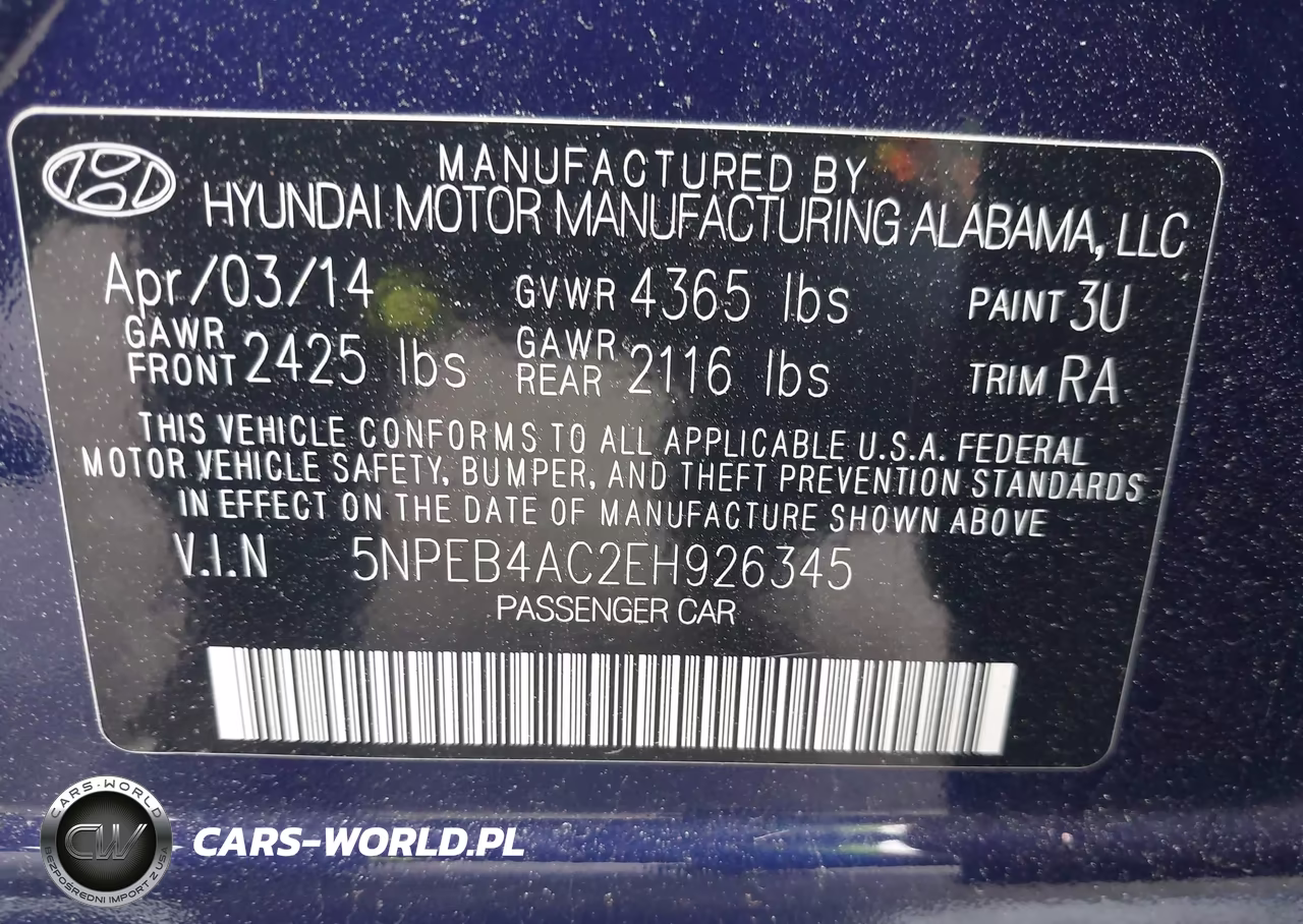 2014 HYUNDAI SONATA GLS VIN:5NPEB4AC2EH926345 - 9